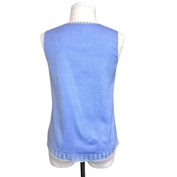 J.CREW Embroidered Circles Top French Blue Size 4 - Picture 3 of 16